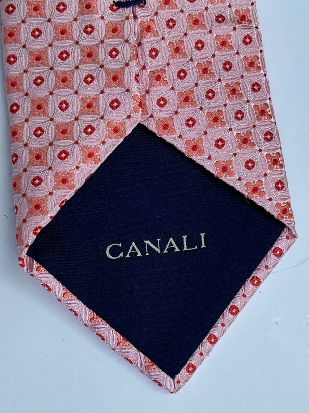 CANALI  lovely pink , orange motifs  all Silk tie made in Italy 🇮🇹